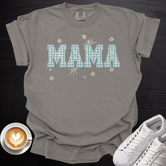 'MAMA Blue Gingham' - Tee